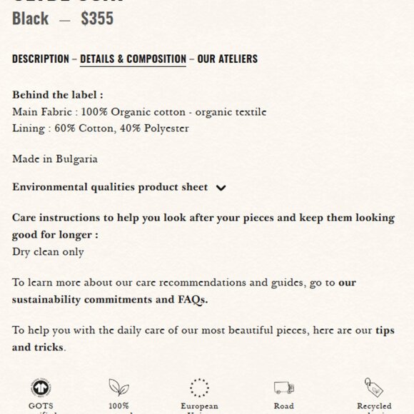 Sezane Clyde Coat Black - Size 10 - Picture 6 of 9